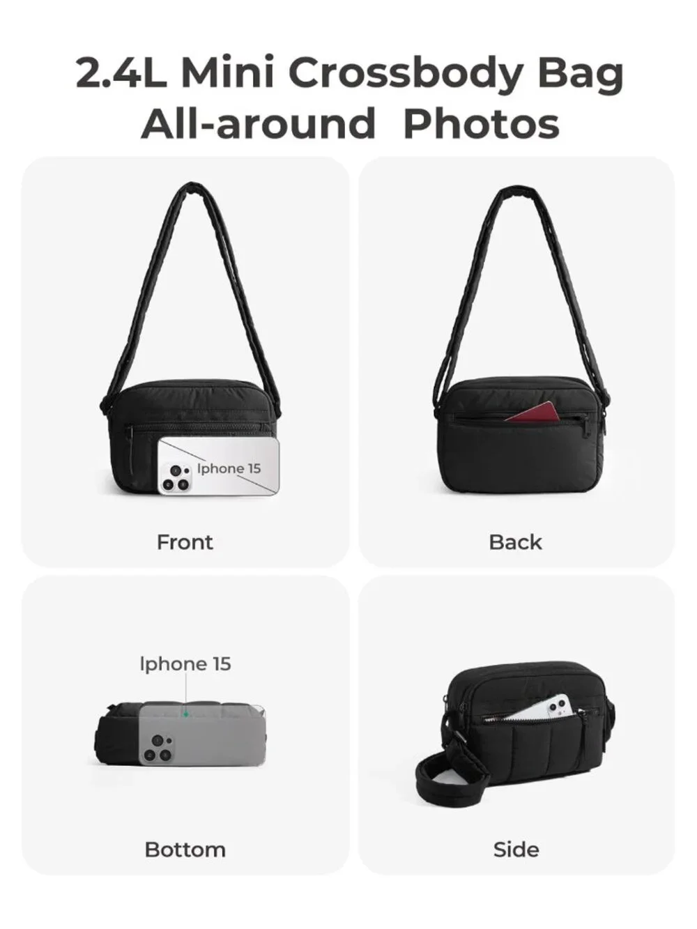 RFID Blocking Nylon Puffy Crossbody Bag Lightweight Travel Purse Mini